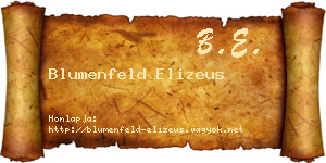 Blumenfeld Elizeus névjegykártya